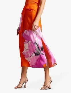 Ted Baker Bethhie Floral-print Woven Maxi Skirt -Mode Charm Shop R04166178 BRTORANGE ALT02