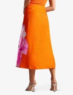 Ted Baker Bethhie Floral-print Woven Maxi Skirt -Mode Charm Shop R04166178 BRTORANGE ALT03