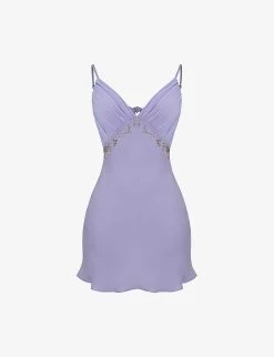 Christa Floral-embroidered Crepe And Satin Mini Dress