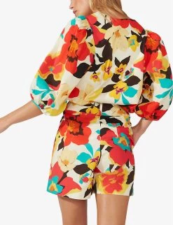 Floral-print Cotton Top -Mode Charm Shop R04166382 WHITEMULTI ALT02