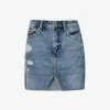 GOOD AMERICAN Distressed Notched-hem Recycled-denim Mini Skirt 2 GOOD AMERICAN Distressed Notched-hem Recycled-denim Mini Skirt -Mode Charm Shop R04166609 INDIGO496 M