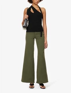 GOOD AMERICAN Good Waist Palazzo Wide-leg High-rise Stretch-denim Jeans -Mode Charm Shop R04166633 FERN002 ALT02