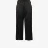 Monza Wide-leg Mid-rise Satin Trousers -Mode Charm Shop R04167339 BLACK M
