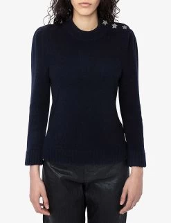 Zadig & Voltaire Betson Diamanté-embellished Cashmere Jumper -Mode Charm Shop R04167411 ENCRE ALT02