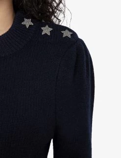 Zadig & Voltaire Betson Diamanté-embellished Cashmere Jumper -Mode Charm Shop R04167411 ENCRE ALT04