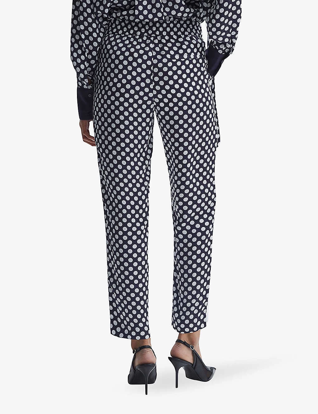Reiss Ezra Polka-dot Tapered-leg Midi-rise Woven Trousers 5 Reiss Ezra Polka-dot Tapered-leg Midi-rise Woven Trousers - Image 4