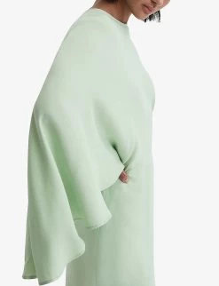 Reiss Christy Asymmetric Cape-sleeve Woven Mini Dress 11 Reiss Christy Asymmetric Cape-sleeve Woven Mini Dress -Mode Charm Shop R04169014 SAGE ALT04