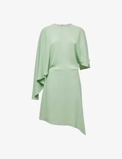 Reiss Christy Asymmetric Cape-sleeve Woven Mini Dress