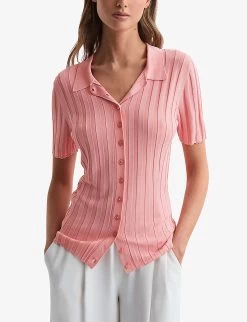 Reiss Stella Ribbed Woven Shirt -Mode Charm Shop R04169309 PINK ALT02