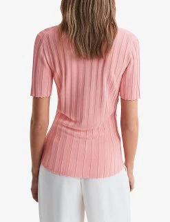 Reiss Stella Ribbed Woven Shirt -Mode Charm Shop R04169309 PINK ALT03