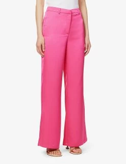 Exclusive&nbsp;Ashley Wide-leg Mid-rise Woven Trousers -Mode Charm Shop R04169547 FUCHSIA ALT02