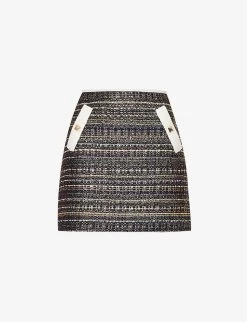 Valentino Rockstud-embellished Metallic-weave Woven Mini Skirt