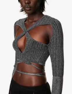 Peephole Cut-out Knitted Top -Mode Charm Shop R04170532 BLACKLUREX ALT04