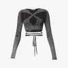 Peephole Cut-out Knitted Top -Mode Charm Shop R04170532 BLACKLUREX M