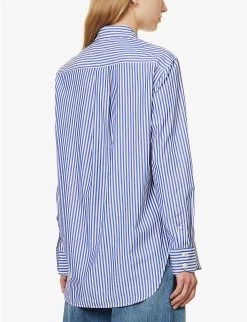 Rag & Bone Maxine Striped Patch-pocket Relaxed-fit Cotton Shirt -Mode Charm Shop R04170707 BLUESTRIPE ALT03