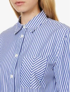 Rag & Bone Maxine Striped Patch-pocket Relaxed-fit Cotton Shirt -Mode Charm Shop R04170707 BLUESTRIPE ALT04
