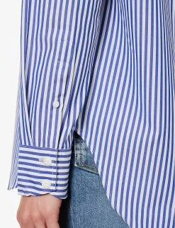 Rag & Bone Maxine Striped Patch-pocket Relaxed-fit Cotton Shirt -Mode Charm Shop R04170707 BLUESTRIPE ALT05