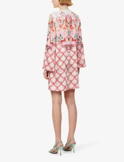 Mataro Floral-print Satin Mini Dress -Mode Charm Shop R04171617 PLACEDCERAMICPINK ALT03