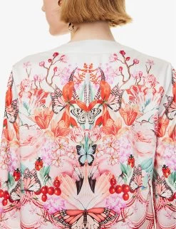 Mataro Floral-print Satin Mini Dress -Mode Charm Shop R04171617 PLACEDCERAMICPINK ALT04