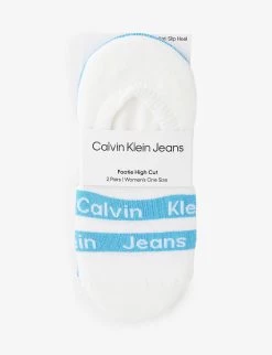 Calvin Klein Brand-print High-cut Pack Of Two Stretch-cotton Blend Socks