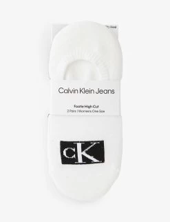 Calvin Klein Logo-badge High-cut Pack Of Two Stretch-cotton Blend Socks
