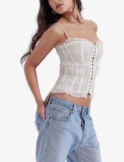 Lula Lace-up Crepe Top 9 Lula Lace-up Crepe Top -Mode Charm Shop R04173005 IVORY ALT02