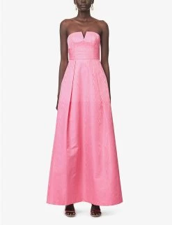 Rebecca Vallance Carmelita Corseted Sweetheart-neck Woven Gown -Mode Charm Shop R04174371 PINK ALT02