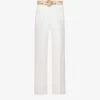 Zimmermann Devi Detachable-belt Wide-leg Mid-rise Cotton Trousers -Mode Charm Shop R04174585 IVORY M