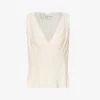 Valentina V-neck Silk Top -Mode Charm Shop R04179532 ALMOND M