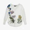 Ted Baker Raili V-neck Floral-print Woven Sweater -Mode Charm Shop R04181236 WHITE M