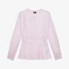 THE KOOPLES V-neck Pleated Satin Top -Mode Charm Shop R04181733 PALEPINK M