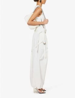 Dion Lee Harness Flight Elasticated-waist Wide-leg Mid-rise Cotton-blend Trousers -Mode Charm Shop R04181838 IVORY ALT01