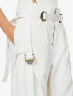 Dion Lee Harness Flight Elasticated-waist Wide-leg Mid-rise Cotton-blend Trousers -Mode Charm Shop R04181838 IVORY ALT04