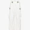 Dion Lee Harness Flight Elasticated-waist Wide-leg Mid-rise Cotton-blend Trousers -Mode Charm Shop R04181838 IVORY M