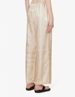 Toteme Monogram Wide-leg Mid-rise Silk Trousers -Mode Charm Shop R04183204 IVORYMONOGRAM ALT03