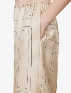 Toteme Monogram Wide-leg Mid-rise Silk Trousers -Mode Charm Shop R04183204 IVORYMONOGRAM ALT04