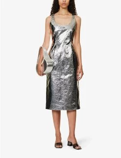 Stine Goya Louise Scoop-neck Recycled-polyester Midi Dress -Mode Charm Shop R04183761 SILVER ALT01