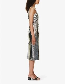Stine Goya Louise Scoop-neck Recycled-polyester Midi Dress -Mode Charm Shop R04183761 SILVER ALT02