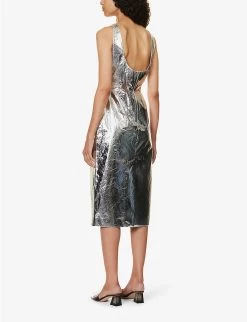 Stine Goya Louise Scoop-neck Recycled-polyester Midi Dress -Mode Charm Shop R04183761 SILVER ALT03