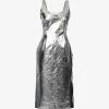 Stine Goya Louise Scoop-neck Recycled-polyester Midi Dress -Mode Charm Shop R04183761 SILVER M