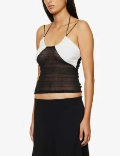 Brac Cropped Stretch-woven Top 9 Brac Cropped Stretch-woven Top -Mode Charm Shop R04183789 BLACKANDWHITE ALT02
