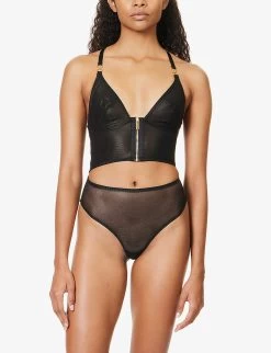 Cadi V-neck Stretch-woven Body -Mode Charm Shop R04183881 BLACK ALT01