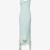 Acne Studios Delouise Semi-sheer Asymmetric Chiffon Maxi Dress -Mode Charm Shop R04184365 CARIBBEANBLUE M