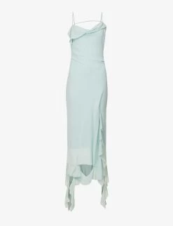 Acne Studios Delouise Semi-sheer Asymmetric Chiffon Maxi Dress