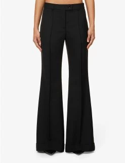 Acne Studios Pinna Flared Mid-rise Woven Trousers -Mode Charm Shop R04185163 BLACK ALT02