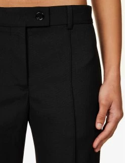 Acne Studios Pinna Flared Mid-rise Woven Trousers -Mode Charm Shop R04185163 BLACK ALT04