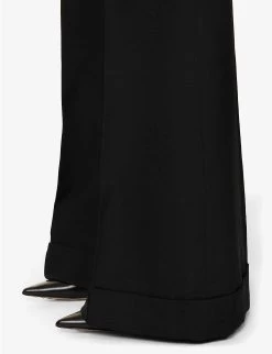 Acne Studios Pinna Flared Mid-rise Woven Trousers -Mode Charm Shop R04185163 BLACK ALT05