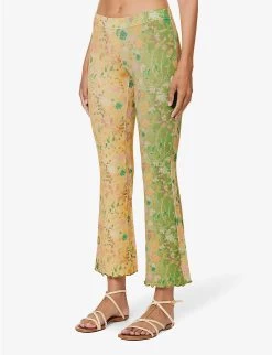 Dania Floral-print Straight-leg Low-rise Stretch-woven Trousers -Mode Charm Shop R04185232 MULTI ALT02