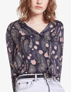 THE KOOPLES Paisley-print Long-sleeved Woven Shirt -Mode Charm Shop R04186174 BLACKPINK ALT04