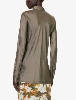 Dries Van Noten Textured Slim-fit Woven Shirt -Mode Charm Shop R04186650 GREY ALT03